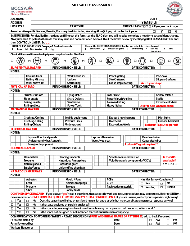 home safety inspection hazard analysis form